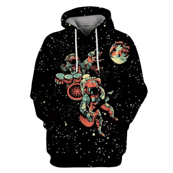 Astronaut Playing Musical Instruments OuterSpace Custom T-shirt - Hoodies Apparel GH110340 3D Custom Fleece Hoodies Hoodie S 