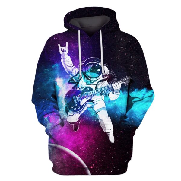 Astronaut plays guitar in the space Custom T-shirt - Hoodies Apparel GH110338 3D Custom Fleece Hoodies Hoodie S 