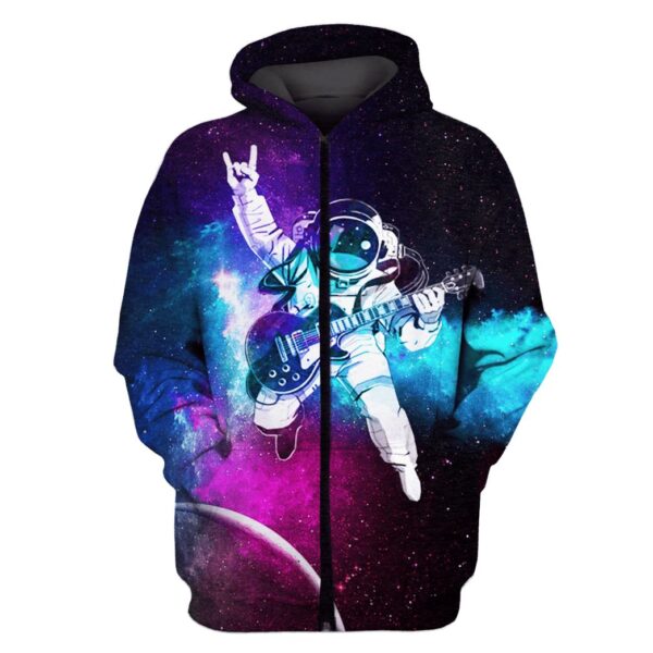 Astronaut plays guitar in the space Custom T-shirt - Hoodies Apparel GH110338 3D Custom Fleece Hoodies Zip Hoodie S