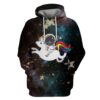 Astronaut Riding Unicorn OuterSpace Custom T-shirt - Hoodies Apparel GH110383 3D Custom Fleece Hoodies Hoodie S