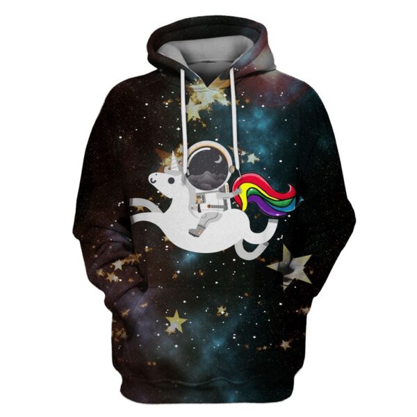 Astronaut Riding Unicorn OuterSpace Custom T-shirt - Hoodies Apparel GH110383 3D Custom Fleece Hoodies Hoodie S 