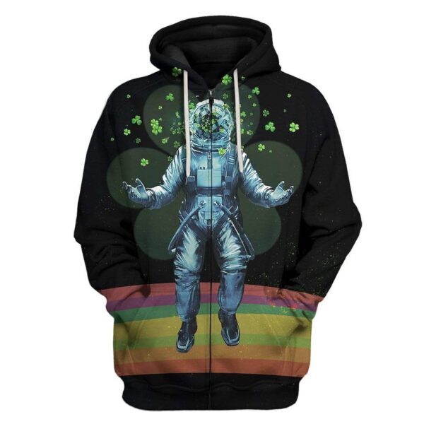 Astronaut Saint Patrick's Day Custom T-Shirts Hoodies Apparel GL-TA2001205 3D Custom Fleece Hoodies Zip Hoodie S