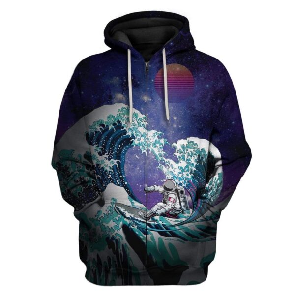 Astronaut Surfing Off Wave Custom T-Shirts Hoodie Apparel HD-TA0502205 3D Custom Fleece Hoodies Zip Hoodie S 