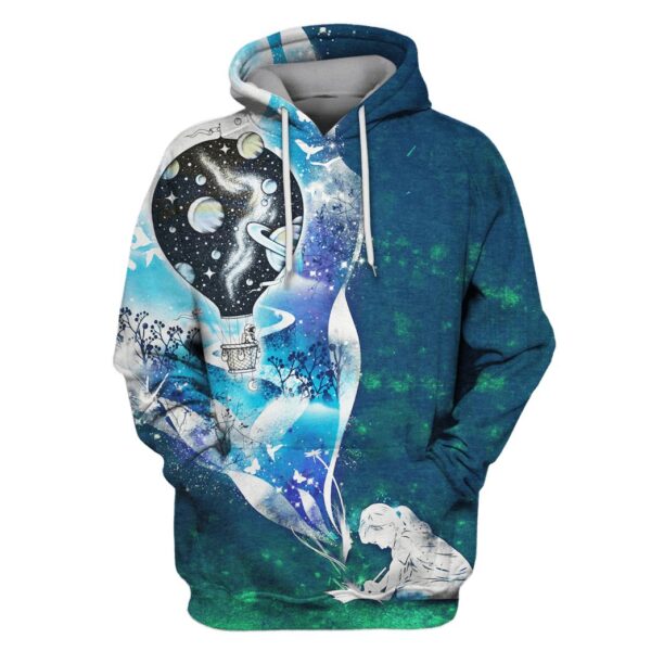 Astronaut Travelling By Hot Air Balloon OuterSpace Custom T-shirt - Hoodies Apparel GH110358 3D Custom Fleece Hoodies Hoodie S 