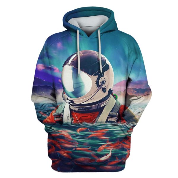 Astronaut with fishes Custom T-shirt - Hoodies Apparel HD-GH110551 3D Custom Fleece Hoodies Hoodie S 