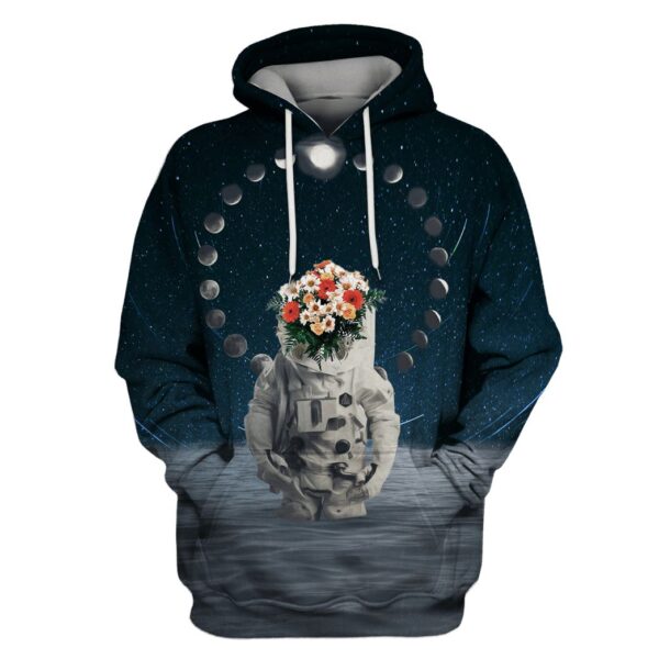 Astronaut with flowers in the space Custom T-shirt - Hoodies Apparel GH110420 3D Custom Fleece Hoodies Hoodie S 