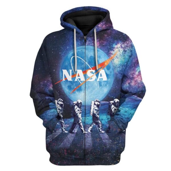 Astronauts Walking in Space Custom T-Shirts Hoodies Apparel NA-DT2312192 3D Custom Fleece Hoodies Zip Hoodie S