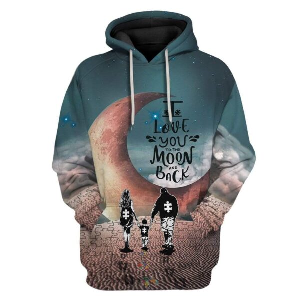 Autism I Love You To The Moon And Back Custom T-Shirts Hoodies Apparel AU-DT2412195 3D Custom Fleece Hoodies Hoodie S 