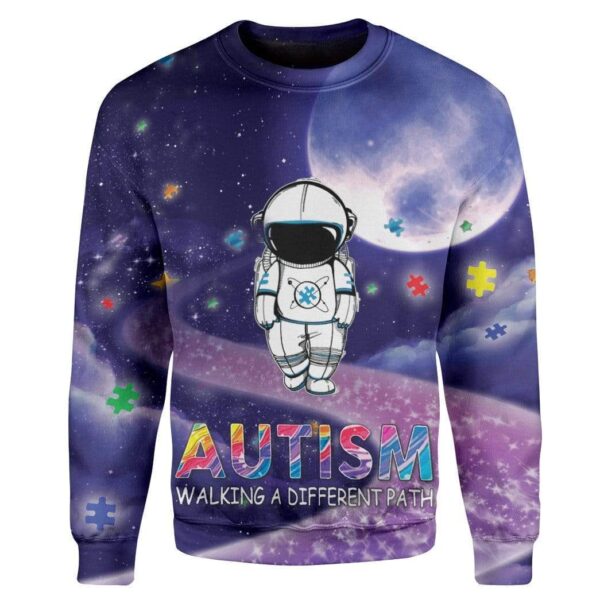 Autism Walking A Different Path Custom T-Shirts Hoodies Apparel AU-DT2412192 3D Custom Fleece Hoodies Long Sleeve S