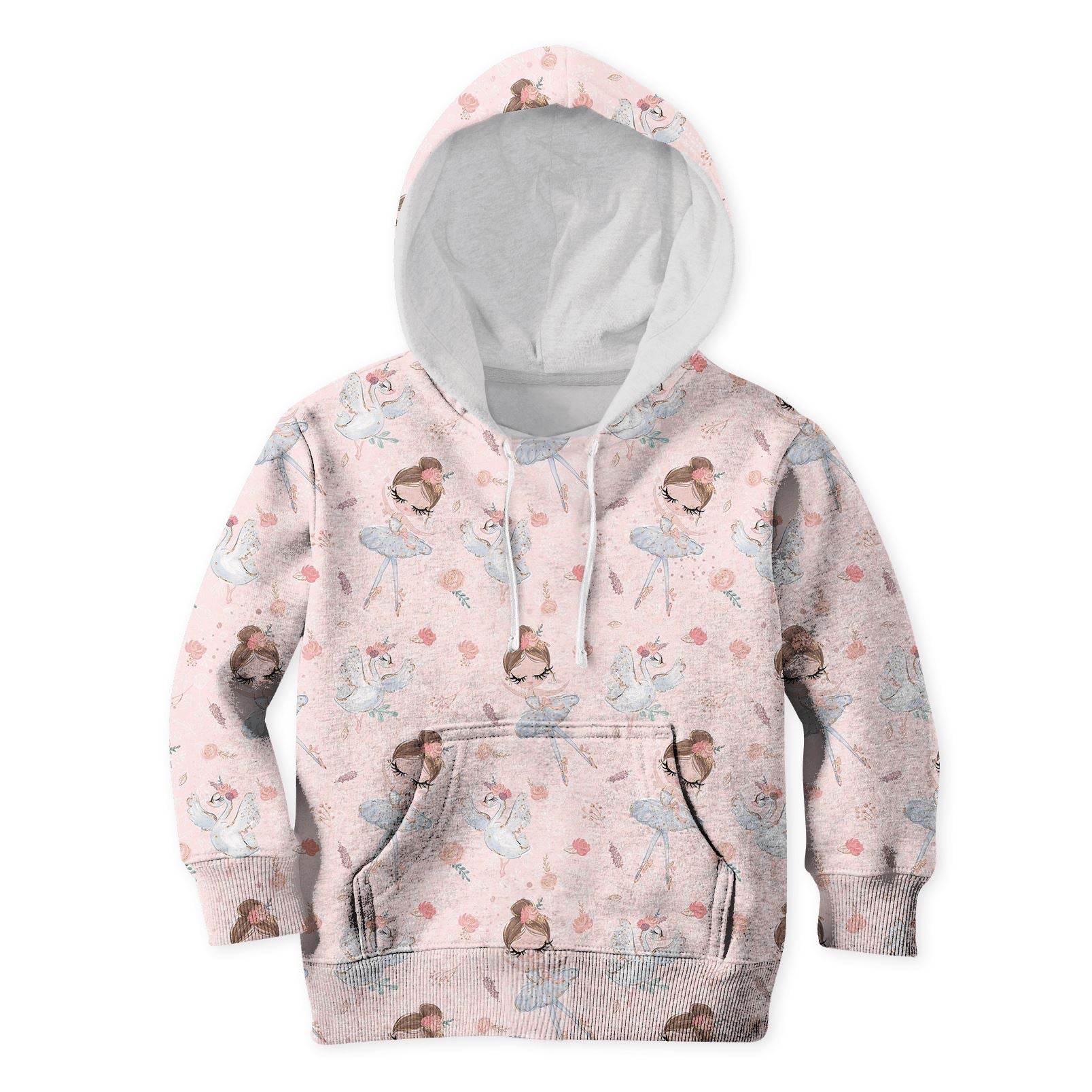 Ballet Dancer And White Swan Custom Hoodies T-shirt Apparel HD-PET110315K kid 3D apparel Kid Hoodie S/6-8