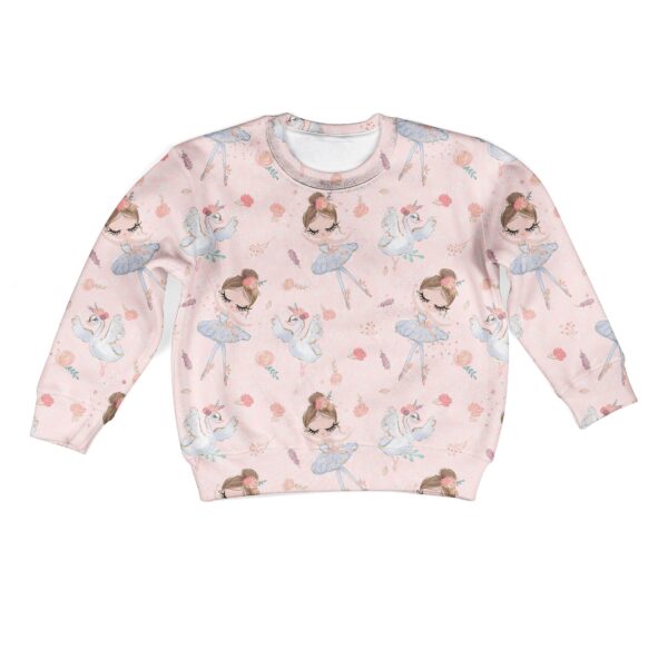 Ballet Dancer And White Swan Custom Hoodies T-shirt Apparel HD-PET110315K kid 3D apparel Kid Sweatshirt S/6-8