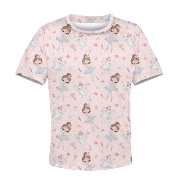 Ballet Dancer And White Swan Custom Hoodies T-shirt Apparel HD-PET110315K kid 3D apparel Kid T-Shirt XS