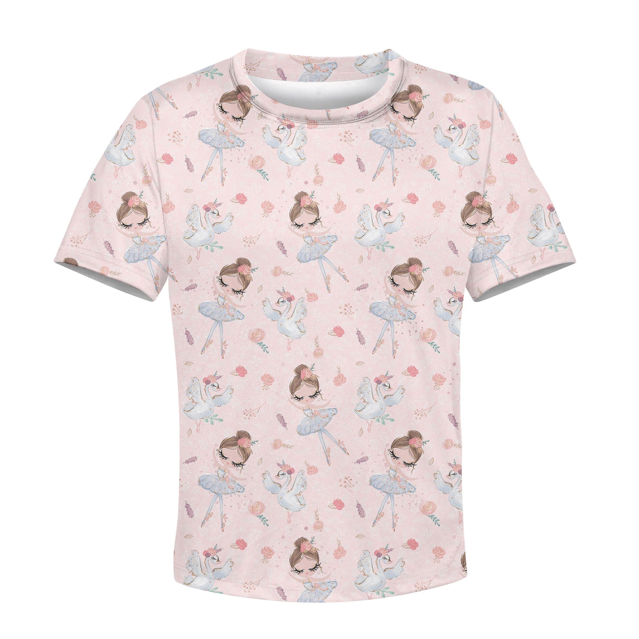 Ballet Dancer And White Swan Custom Hoodies T-shirt Apparel HD-PET110315K kid 3D apparel Kid T-Shirt XS