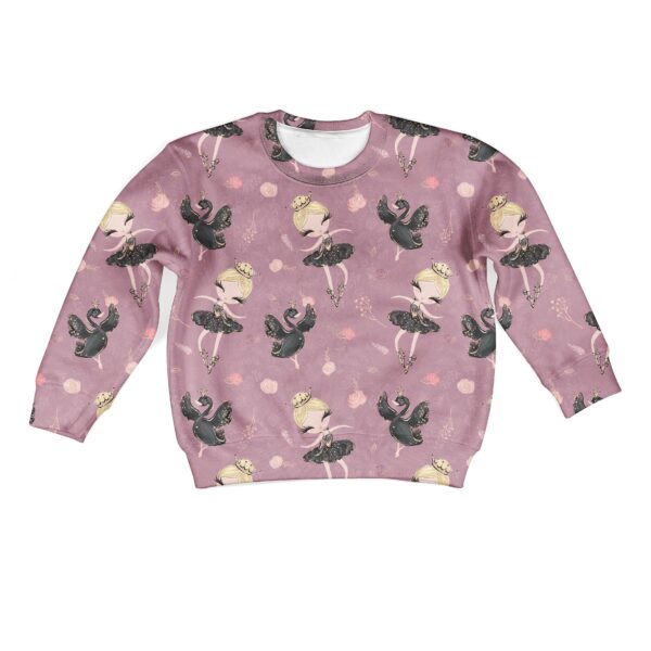 Ballet Dancer And White Swan Custom Hoodies T-shirt Apparel HD-PET110317K kid 3D apparel Kid Sweatshirt S/6-8