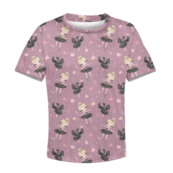 Ballet Dancer And White Swan Custom Hoodies T-shirt Apparel HD-PET110317K kid 3D apparel Kid T-Shirt XS 