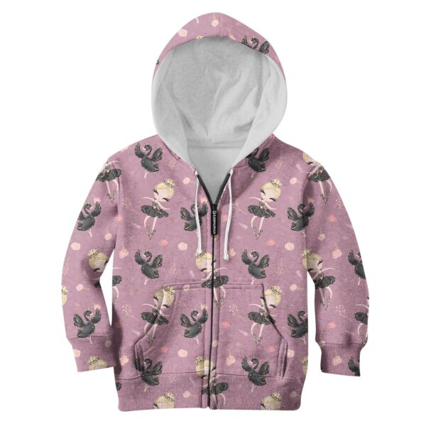 Ballet Dancer And White Swan Custom Hoodies T-shirt Apparel HD-PET110317K kid 3D apparel Kid Zip Hoodie S/6-8 