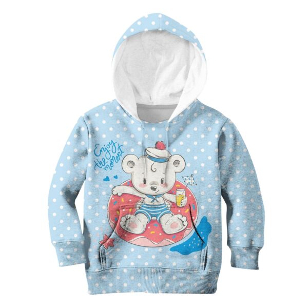 Bear enjoys the moment Kid Custom Hoodies T-shirt Apparel HD-PET110271K kid 3D apparel Kid Hoodie S/6-8 