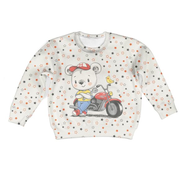 Bear Motorcycle Rider Custom Hoodies T-shirt Apparel HD-PET110274K kid 3D apparel Kid Sweatshirt S/6-8