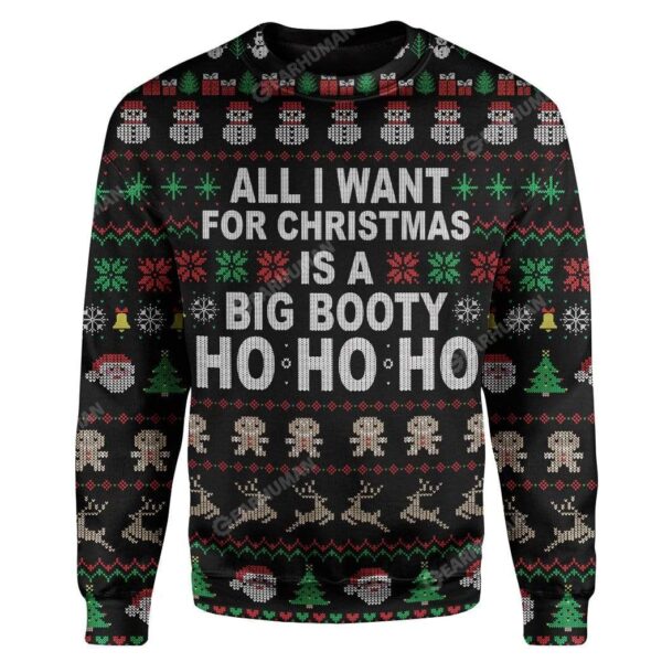 Big Booty Hoe Ho Ho Ho Custom Sweater Apparel HD-QM28111918 Ugly Christmas Sweater Long Sleeve S