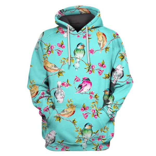 Birds And Blooming Flowers Custom T-shirt - Hoodies Apparel HD-PET110218 3D Custom Fleece Hoodies Hoodie S 