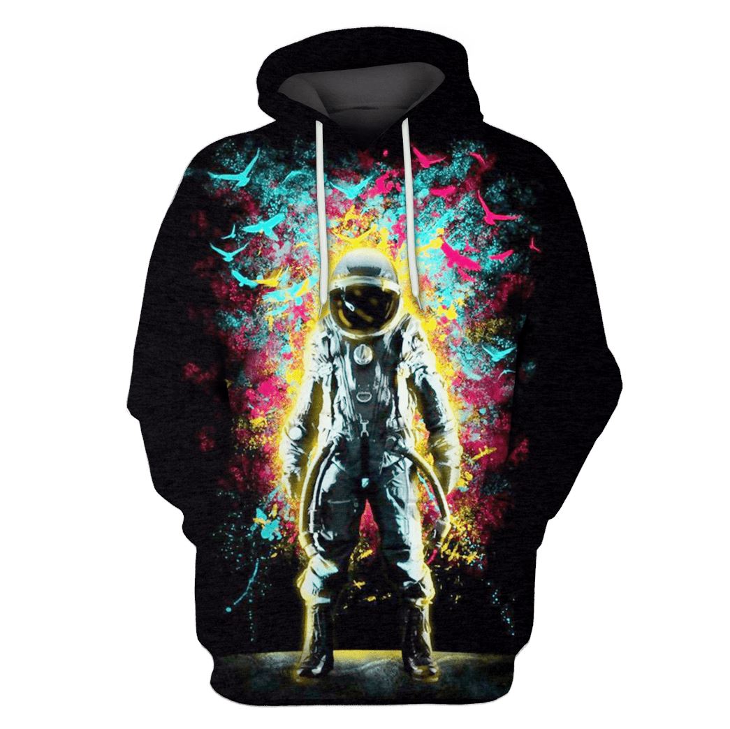 Black Astronaut in the space Custom T-shirt - Hoodies Apparel HD-GH110341 3D Custom Fleece Hoodies Hoodie S