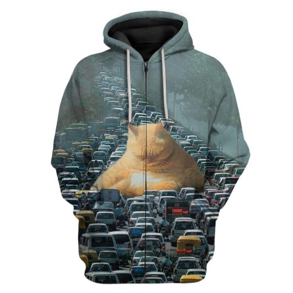 Blursed Roadblock Cat Custom T-Shirts Hoodies Apparel CT-AT3001204 3D Custom Fleece Hoodies Zip Hoodie S 