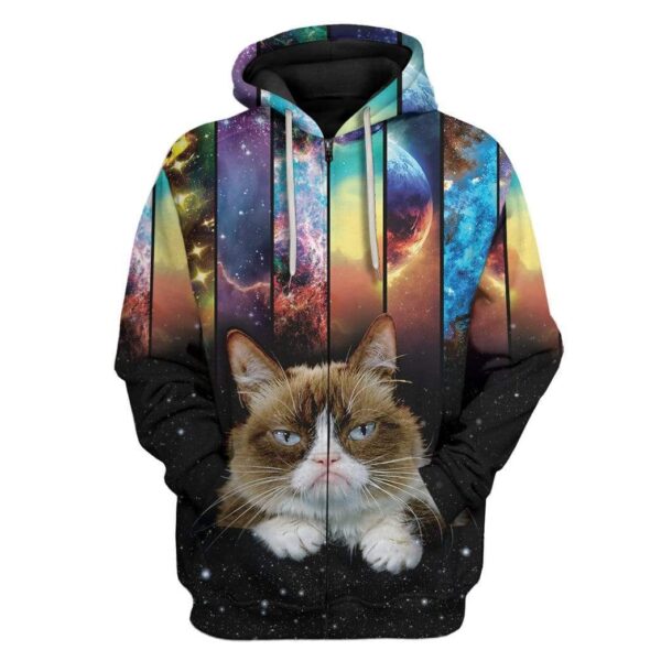 Cat And Galaxy Custom T-Shirts Hoodies Apparel CT-AT2612195 3D Custom Fleece Hoodies Zip Hoodie S 