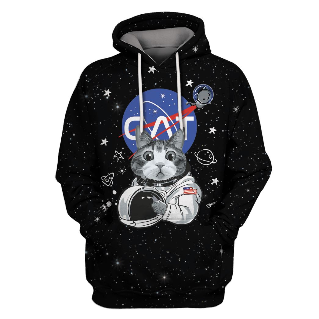 CAT ASTRONAUT Custom T-shirt - Hoodies Apparel HD-GH110460 3D Custom Fleece Hoodies Hoodie S