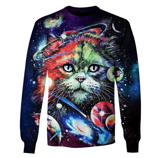 Cat in the space with planet Custom T-shirt - Hoodies Apparel GH110381 3D Custom Fleece Hoodies Long Sleeve S