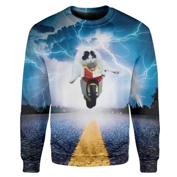 Cat Motorbike Racing Custom T-Shirts Hoodies Apparel CT-TA0201205 3D Custom Fleece Hoodies Long Sleeve S