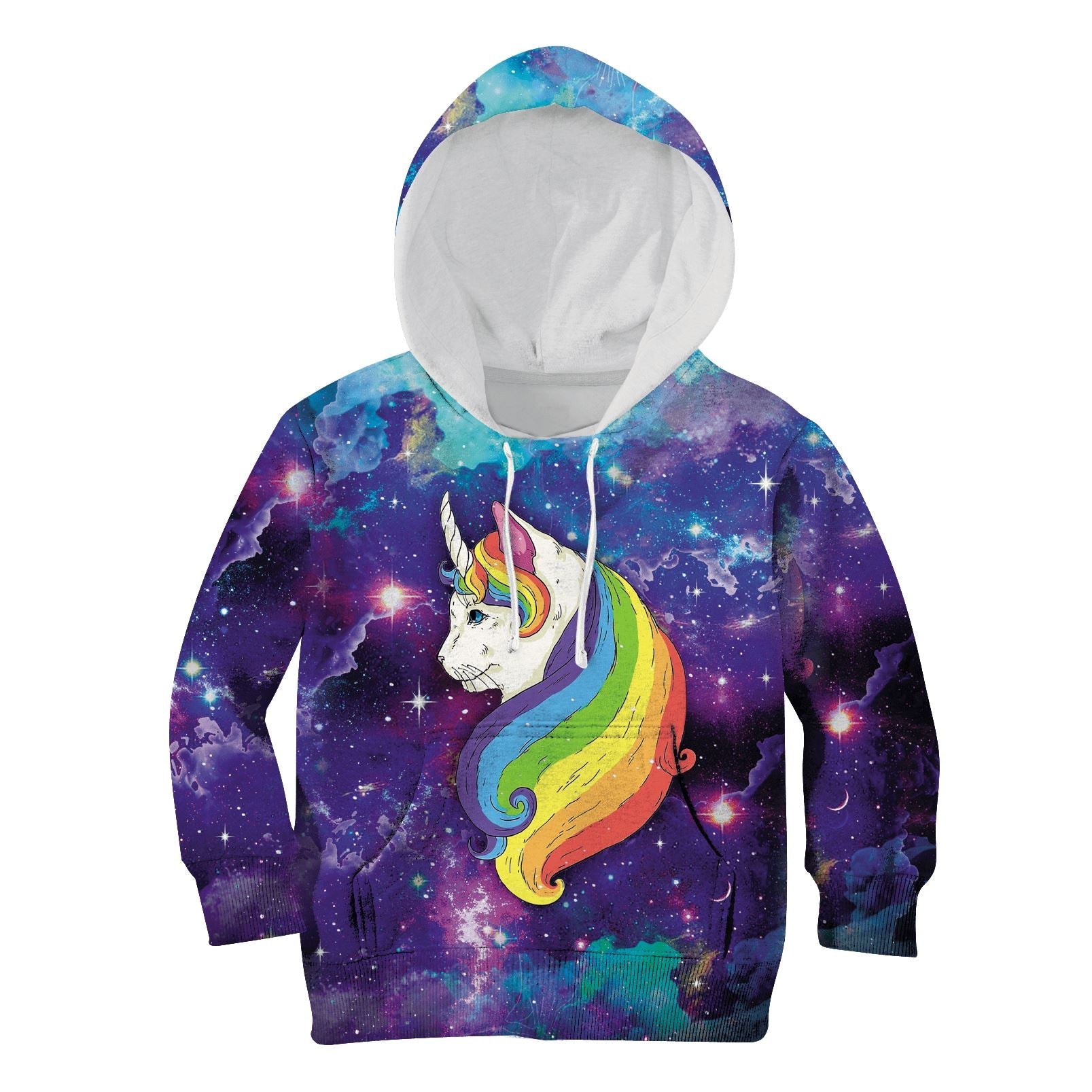 Cat Unicorn In Galaxy Custom Hoodies T-shirt Apparel HD-UNI110134K kid 3D apparel Kid Hoodie S/6-8