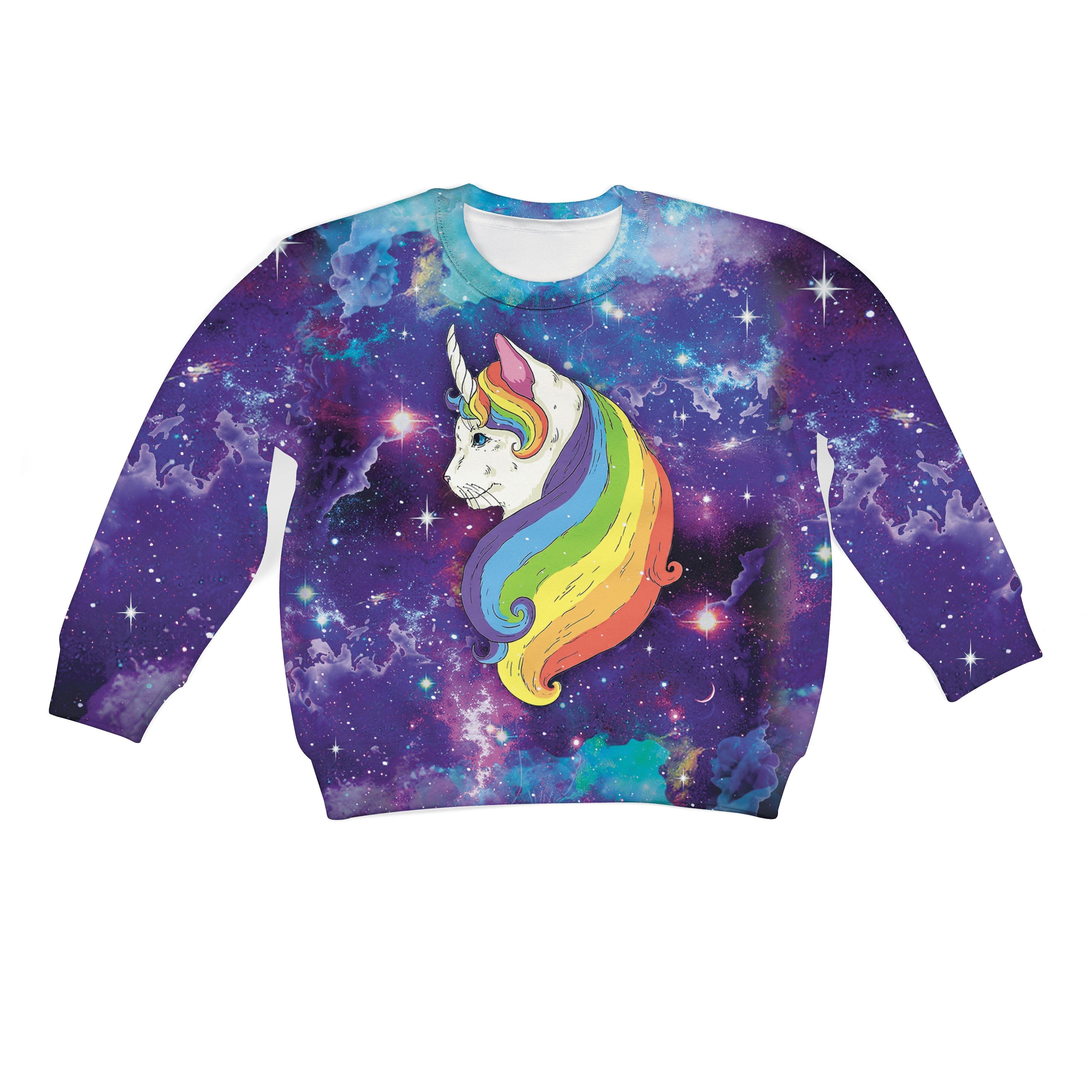 Cat Unicorn In Galaxy Custom Hoodies T-shirt Apparel HD-UNI110134K kid 3D apparel Kid Sweatshirt S/6-8