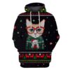 Cat Wearing Red Glasses On Christmas Custom T-shirt - Hoodies Apparel HD-PET110215 3D Custom Fleece Hoodies Hoodie S