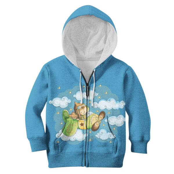 Child Pilot Flying In The Sky Custom Hoodies T-shirt Apparel HD-PET110261K kid 3D apparel Kid Zip Hoodie S/6-8 