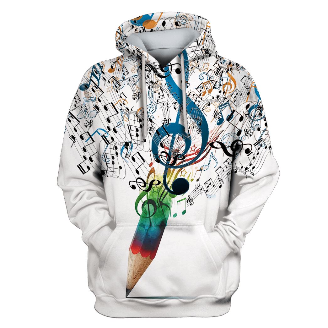 Color pencil with music Custom T-shirt - Hoodies Apparel HD-GH110459 3D Custom Fleece Hoodies Hoodie S
