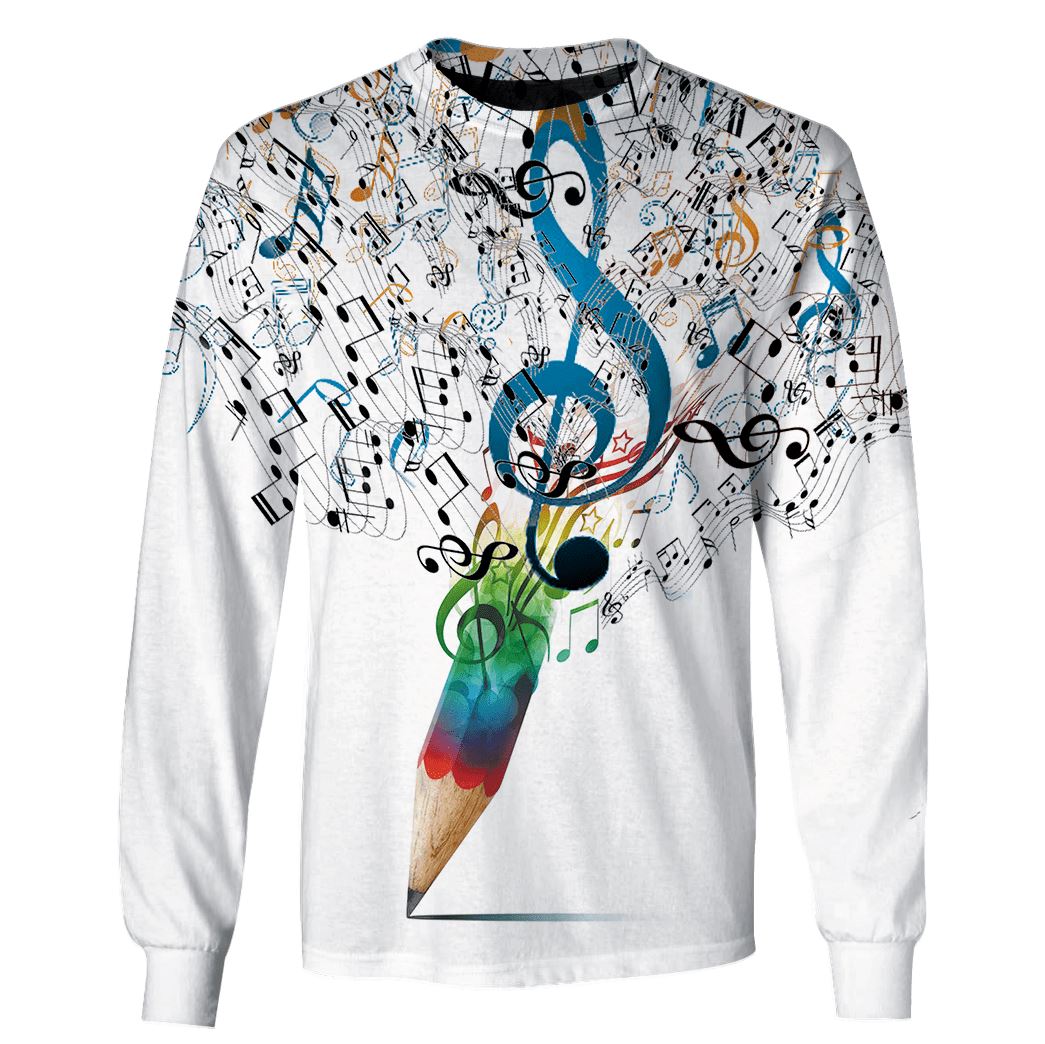 Color pencil with music Custom T-shirt - Hoodies Apparel HD-GH110459 3D Custom Fleece Hoodies Long Sleeve S