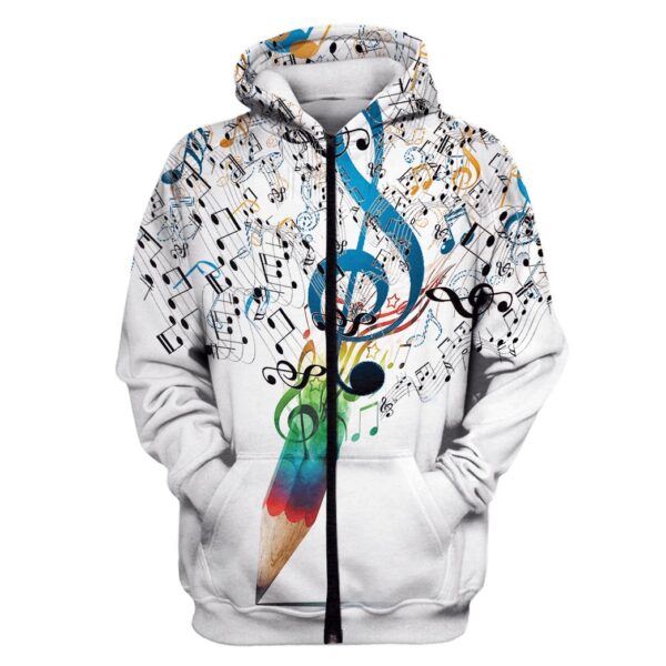 Color pencil with music Custom T-shirt - Hoodies Apparel HD-GH110459 3D Custom Fleece Hoodies Zip Hoodie S