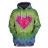 Colorful heart in Tie dye background Custom T-shirt - Hoodies Apparel HD-GH1106136 3D Custom Fleece Hoodies Hoodie S
