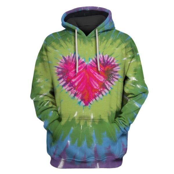 Colorful heart in Tie dye background Custom T-shirt - Hoodies Apparel HD-GH1106136 3D Custom Fleece Hoodies Hoodie S 