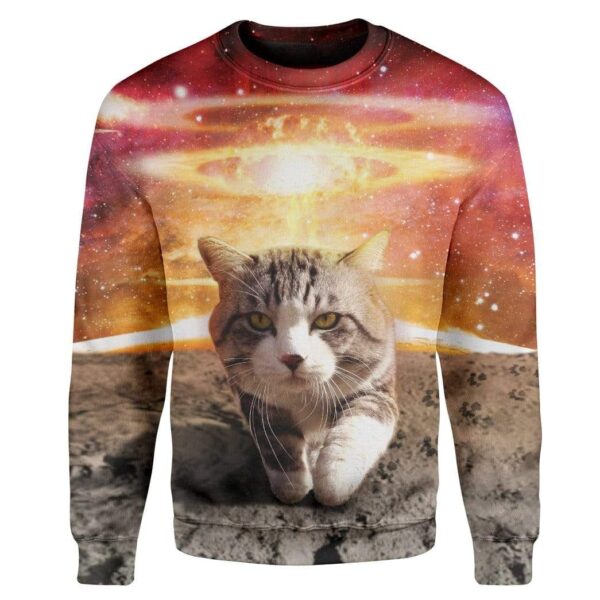 Cool Cat Walk Away From Galaxy Explosions Custom T-Shirts Hoodies Apparel CT-DT2612195 3D Custom Fleece Hoodies Long Sleeve S