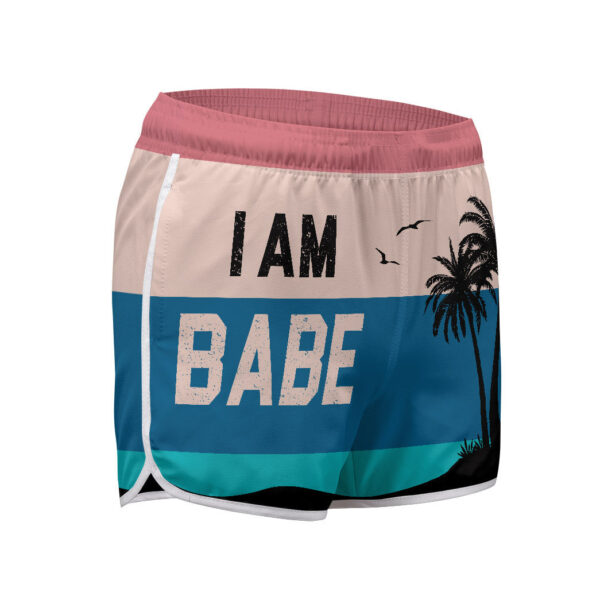 Alternative view of Gearhumans 3D Couple Matching I Am Babe Custom Women Beach Shorts