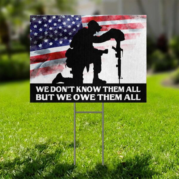 Alternative view of Gearhumans 3D We Don't Know Them All But We Owe Them All Custom Yard Sign