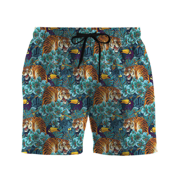 Gearhumans 3D Tiger And Peacock Tropical Custom Hawaii Short