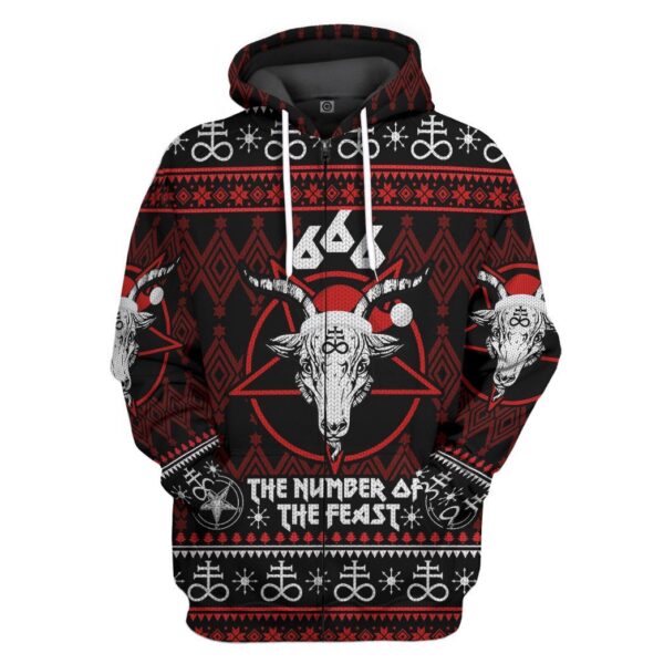 Gearhuman 3D 666 The Number Of The Feast Ugly Christmas Sweater Custom Hoodie Apparel GV091010 3D Apparel Zip Hoodie S