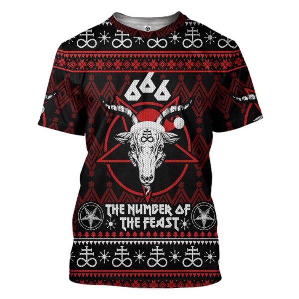 Gearhuman 3D 666 The Number Of The Feast Ugly Christmas Sweater Custom Tshirt Apparel GV091010 3D T-shirt T-Shirt S 