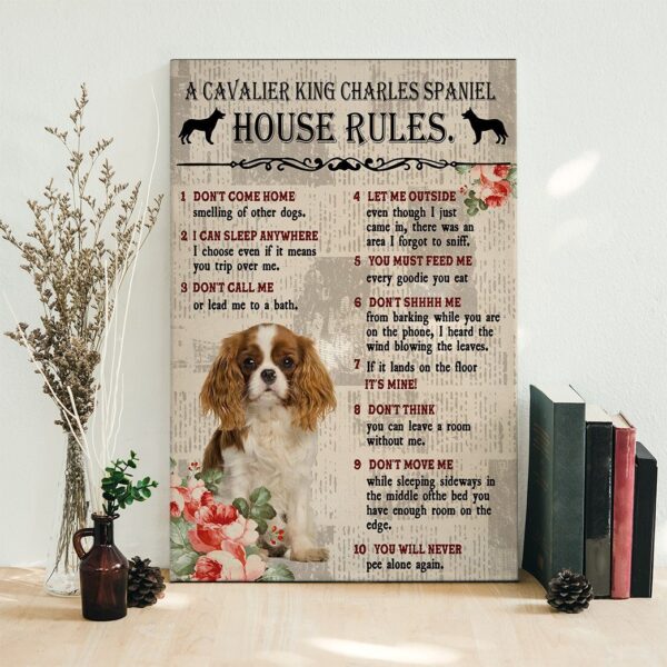 Gearhuman 3D A Cavalier King Charles Spaniel House Rules Canvas GK040218 Canvas