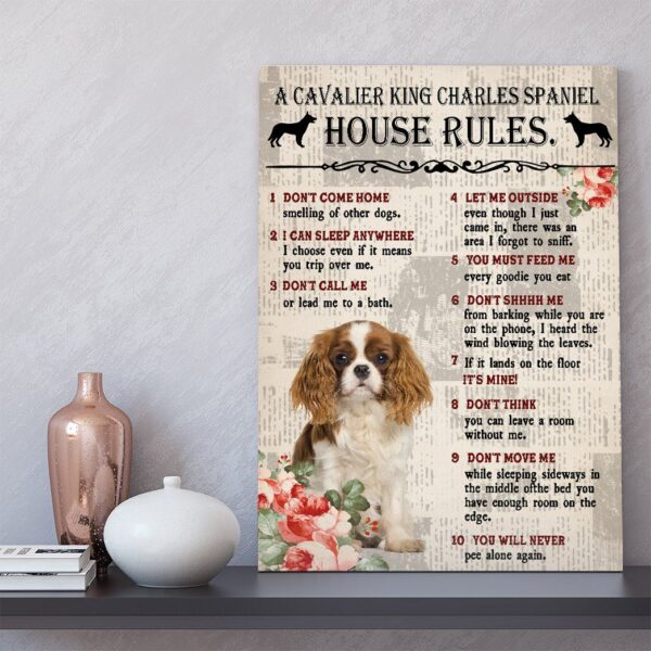 Gearhuman 3D A Cavalier King Charles Spaniel House Rules Canvas GK040218 Canvas
