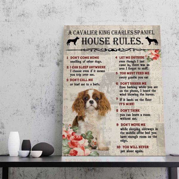 Gearhuman 3D A Cavalier King Charles Spaniel House Rules Canvas GK040218 Canvas