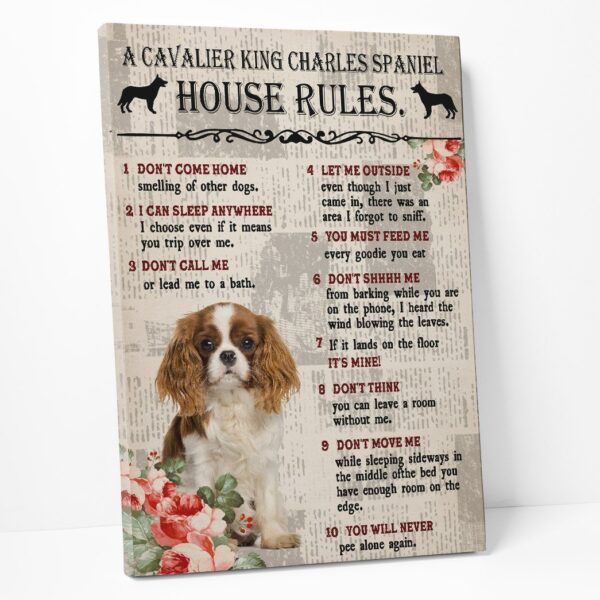 Gearhuman 3D A Cavalier King Charles Spaniel House Rules Canvas GK040218 Canvas