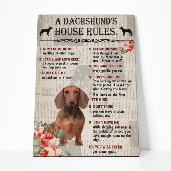 Gearhuman 3D A Dachshunds House Rules Canvas GK290121 Canvas 1 Piece Non Frame M